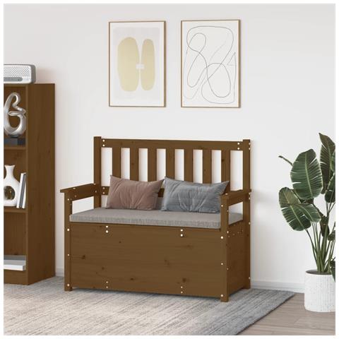 Panca Marrone Miele 112,5x51,5x96,5cm In Legno Massello Di Pino - Foto 6