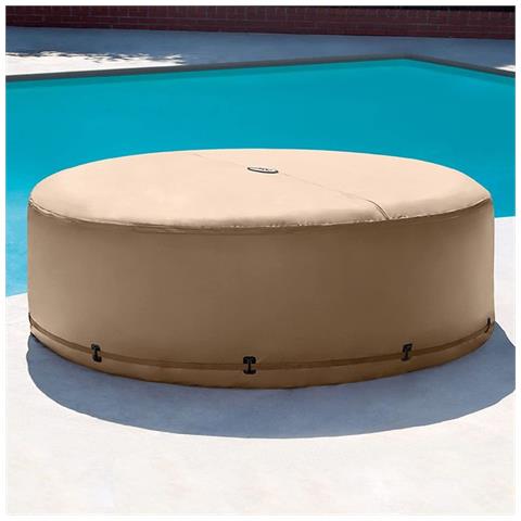 Copertura Spa Totale - Protezione Vasca Idromassaggio Rotonda - Accessori Piscine - 4 Posti - Per Outdoor, Indoor, Giardino - Beige In Pvc - 196 Cm - Foto 2