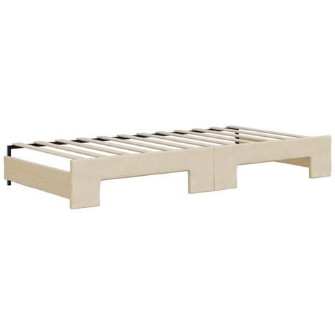 Divano Letto Estraibile Con Materassi Crema 90x200 Cm Tessuto - Foto 2