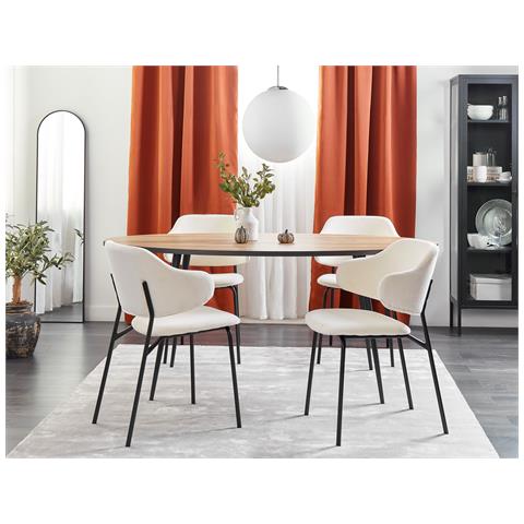 Set Di 2 Sedie Tessuto Crema Kenai - Foto 1