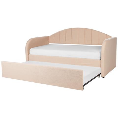 Letto Estraibile Bouclé Eyburie 90 X 200 Cm Rosa Pesca - Foto 2