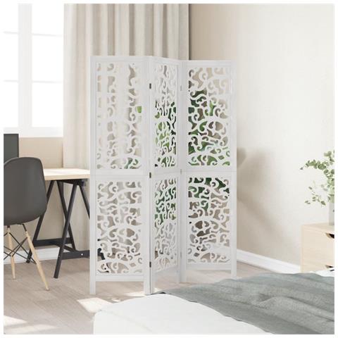 Divisorio Ambienti 3pannelli Bianco Legno Massello Di Paulownia - Foto 3