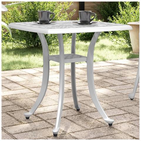 Tavolo Da Giardino Bianco 53x53x53 Cm In Alluminio Pressofuso - Foto 1