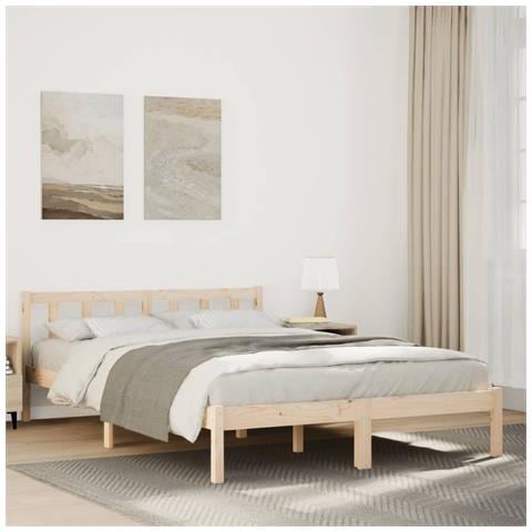 Letto Extra Lungo Senza Materasso 140x220cm Legno Massello Pino - Foto 1