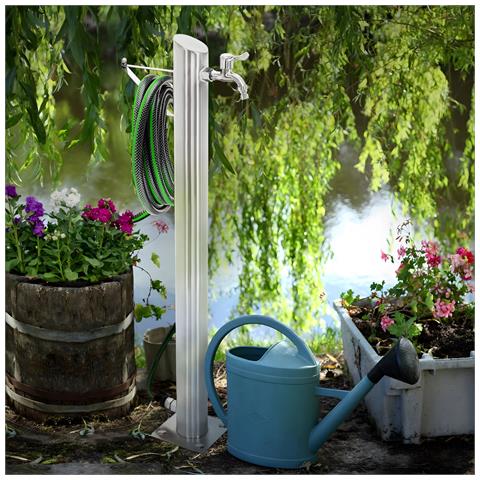 Fontana Da Giardino A Colonna Esterno Tiglio Acciaio Inox Spazzolato H 95 Cm - Foto 2