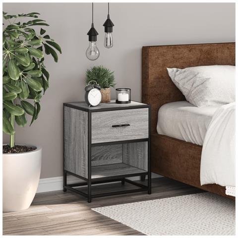 Comodino Grigio Sonoma 40x31x50 Cm In Truciolato - Foto 3