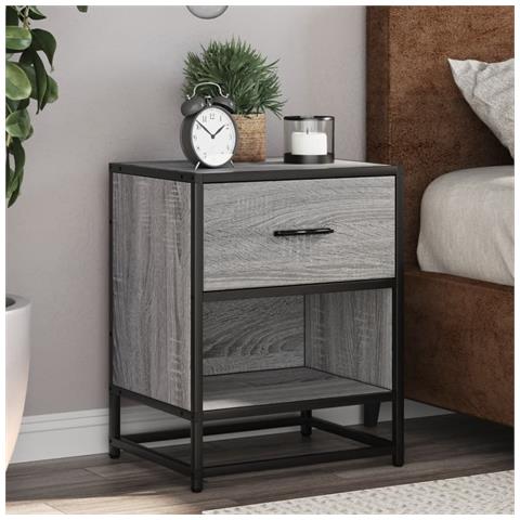 Comodino Grigio Sonoma 40x31x50 Cm In Truciolato - Foto 1