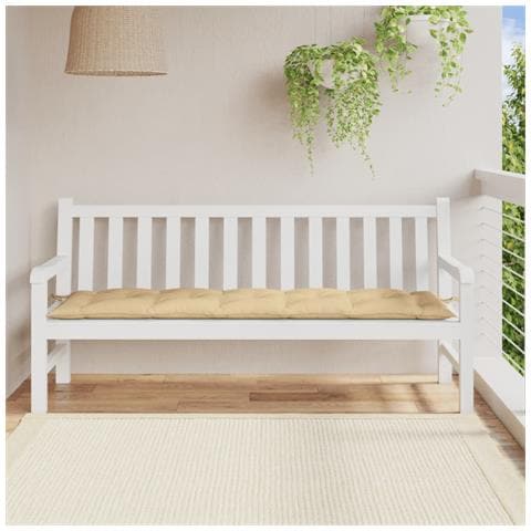 Cuscino Panca Da Giardino Beige Mélange 180x50x7 Cm In Tessuto - Foto 3