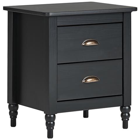 Comodino 2 Cassetti Shillington Legno Di Pino Nero - Foto 2