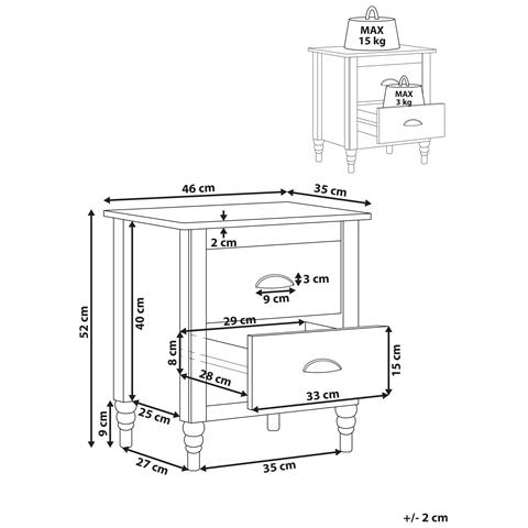 Comodino 2 Cassetti Shillington Legno Di Pino Nero - Foto 7