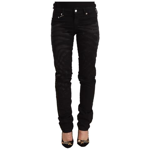 Jeans Skinny Decorati A Vita Media Neri - W25 - Foto 1