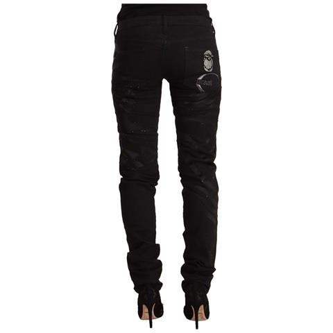 Jeans Skinny Decorati A Vita Media Neri - W25 - Foto 3