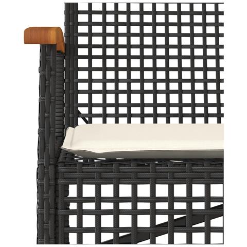 Panca da Giardino con Cuscino Nera in Polyrattan e Legno Acacia - Foto 10