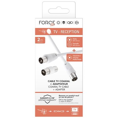 Cavo Coassiale Tv 9,52 Mm Maschio/femmina 2 M Con Adattatore Maschio/maschio, Bianco - Foto 4