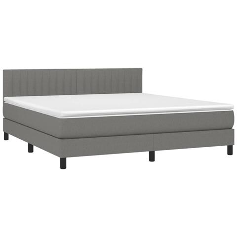 Letto a Molle Materasso e LED Grigio Scuro 160x200cm in Tessuto - Foto 8
