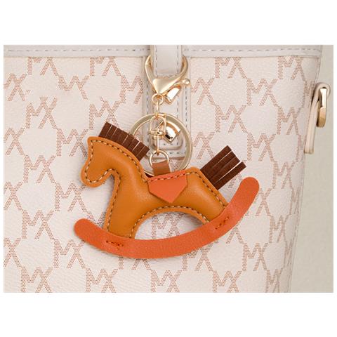 Portachiavi Con Cavallo A Dondolo In Stile Cartone Animato, Elegante Ciondolo Per Borsa Brown - Foto 4