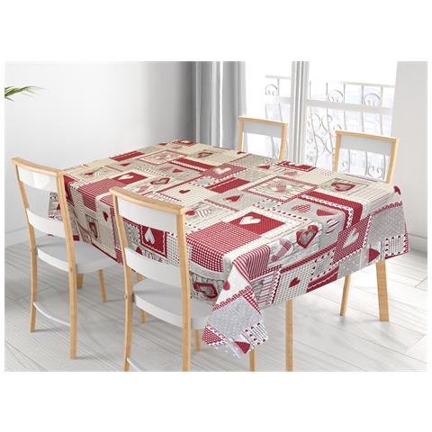 Tovaglia Per Salotto Cucina Tavolo 100% Cotone Made In Italy Aprica Rp 140x180 Rosso - Foto 1