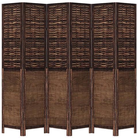 Divisorio Ambienti 6 Pannelli Marrone Scuro Massello Paulownia - Foto 2