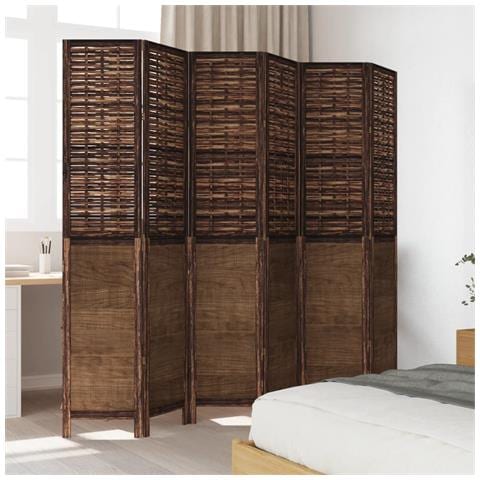 Divisorio Ambienti 6 Pannelli Marrone Scuro Massello Paulownia - Foto 3