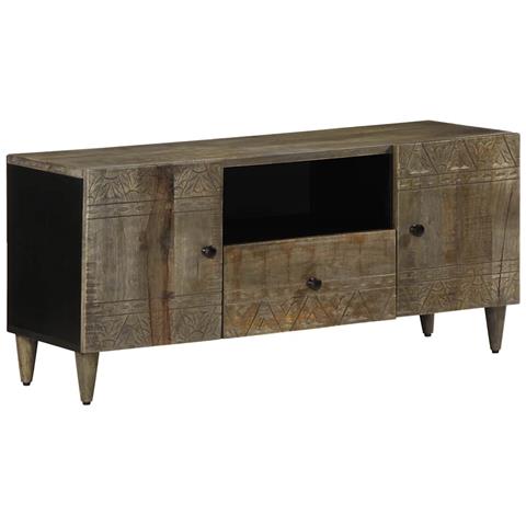 Mobile Porta Tv Grigio Chiaro 105x33,5x46 Cm In Legno Mango - Foto 1