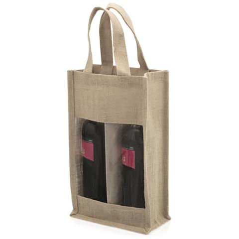 Koop, Borsa In Juta Laminata Con Scomparto Singolo Per 2 Bottiglie Di Vino Da 75 Cl. - Foto 1