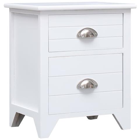 Comodino Bianco 38x28x45 Cm In Legno Di Paulownia - Foto 2