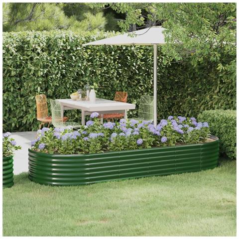 Letto Giardino Acciaio Verniciato A Polvere 249x100x36 Cm Verde - Foto 6