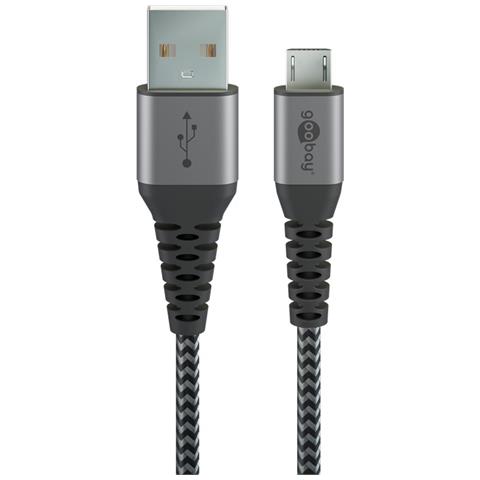 49282 cavo USB USB 2.0 1 m Micro-USB B USB A Nero, Grigio - Foto 1
