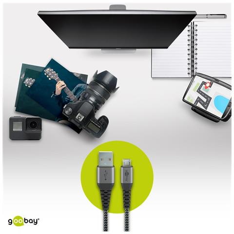 49282 cavo USB USB 2.0 1 m Micro-USB B USB A Nero, Grigio - Foto 2