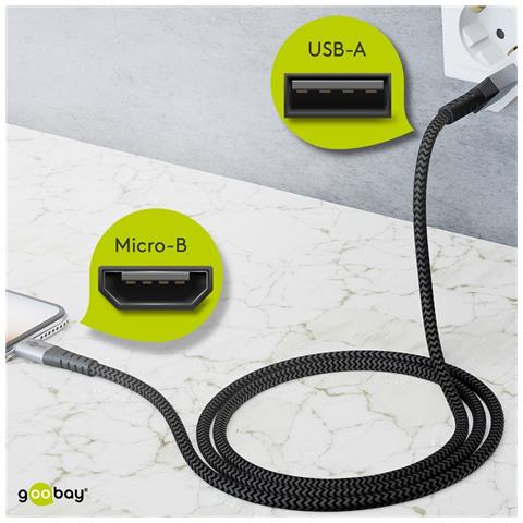 49282 cavo USB USB 2.0 1 m Micro-USB B USB A Nero, Grigio - Foto 4