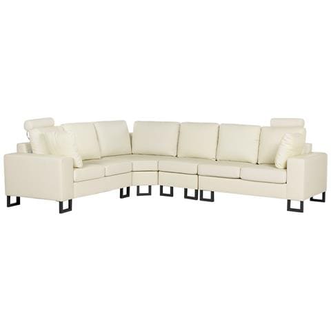 Divano Angolare 6 Posti Stockholm Pelle Naturale Beige Chiaro Lato Destro - Foto 2