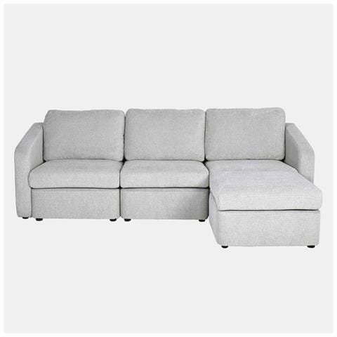 Konekt Divano Componibile 3 Posti Grigio Chiaro Con Pouf - Foto 1