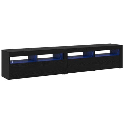 Mobile TV  2 pz con luci LED in rovere nero e legno ingegnerizzato, Stand TV  con luci LED - Rovere nero, 90x35x40 cm, in legno ingegnerizzato - Foto 1