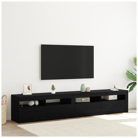 Mobile TV  2 pz con luci LED in rovere nero e legno ingegnerizzato, Stand TV  con luci LED - Rovere nero, 90x35x40 cm, in legno ingegnerizzato - Foto 2