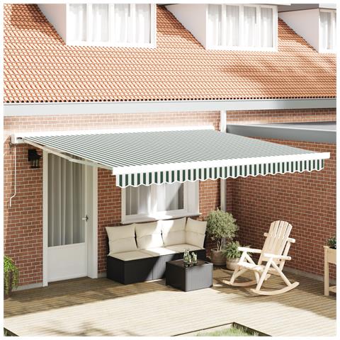 Tessuto di Sostituzione per Tenda da Sole per Struttura 4x3.5 m Verde e Bianco - Foto 2