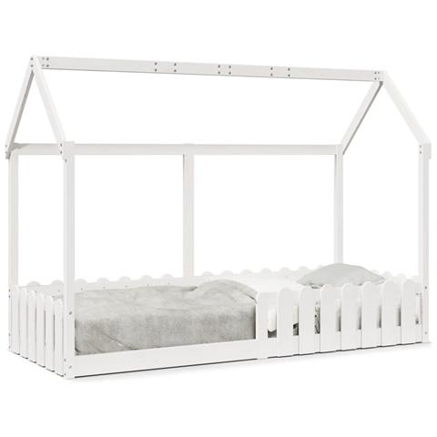 Giroletto Casetta Bambini Bianco 80x200 cm Legno Massello Pino - Foto 1