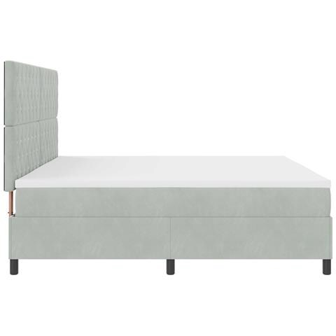 Letto a Molletta con Materasso Grigio Chiaro 200x200 cm in Velluto - Foto 9