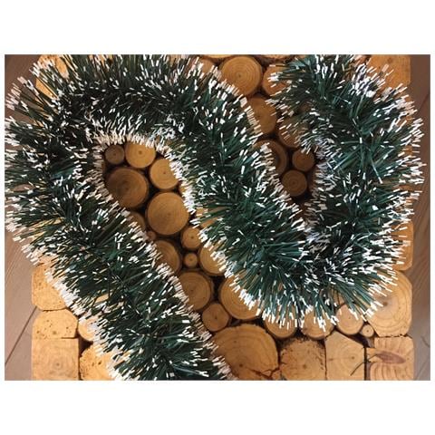 Decorazione Da Natale Vipiteno, Addobbo Natalizio, Ornamento Da Natale, Decorazione Festiva, Made In Italy, 1000x7 H7 Cm, Verde E Bianco - Foto 1