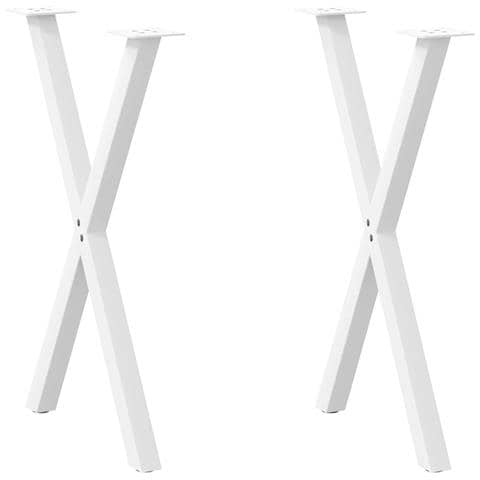 Gambe per tavolo da pranzo a forma di X 2 pz bianche 50x(72-73) cm in acciaio - Foto 1