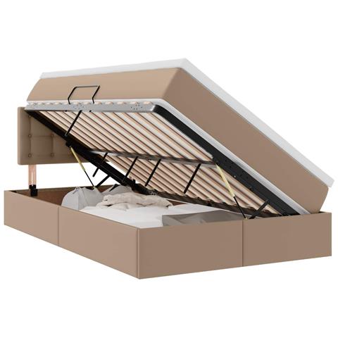 Letto con Contenitore Cappuccino 120 x 200 cm Pelle Sintetica - Foto 1