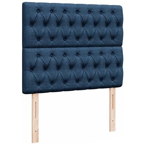 Struttura Letto Pouf con Materasso Blu 120x190 cm in Tessuto - Foto 9