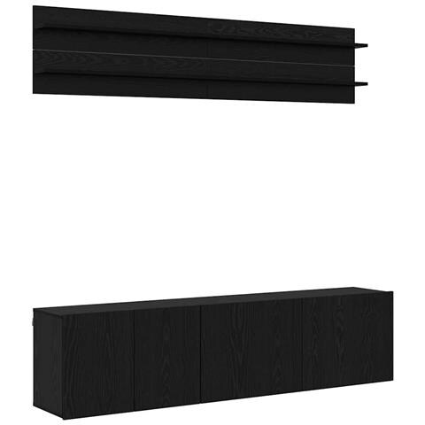 Unità TV Montaggio a parete 6 pcs Rovere nero Legno multistrato - Foto 1