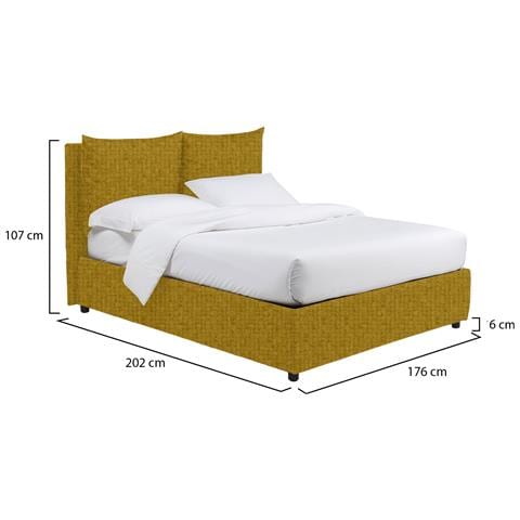 Riesi - Letto Matrimoniale Sfoderabile, Giallo Ocra - Foto 4