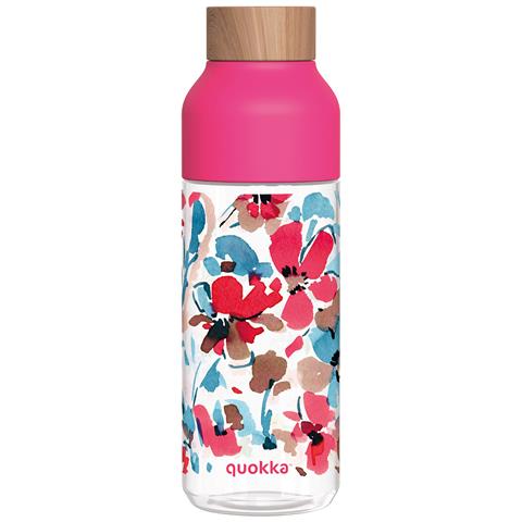 Bottiglia D'acqua Riutilizzabile Ice 720ml Con Tappo In Legno E Motivo Floreale, Rosa - Foto 1