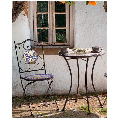 Set Di 2 Sedie Da Giardino Coriano Pieghevole Metallo Nero - Foto 1