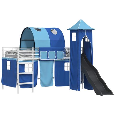 Struttura del letto loft per bambini Bianco e Blu 79,5 x 200 cm - Foto 1