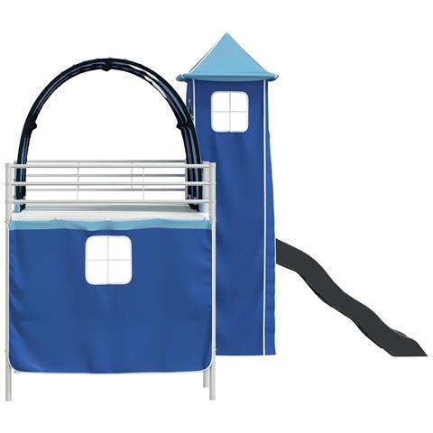 Struttura del letto loft per bambini Bianco e Blu 79,5 x 200 cm - Foto 9