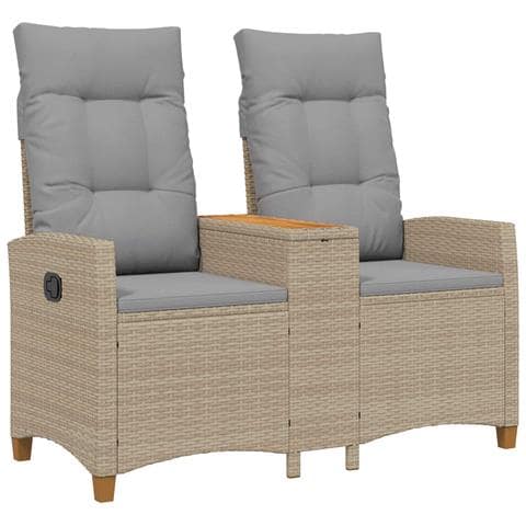 Panchina reclinabile con tavolo Beige e Grigio Chiaro - Foto 1