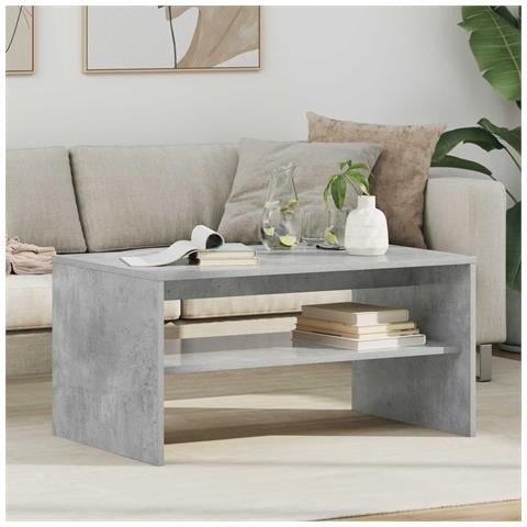 Tavolino da salotto Grigio cemento 80 x 50 x 40 cm - Foto 2