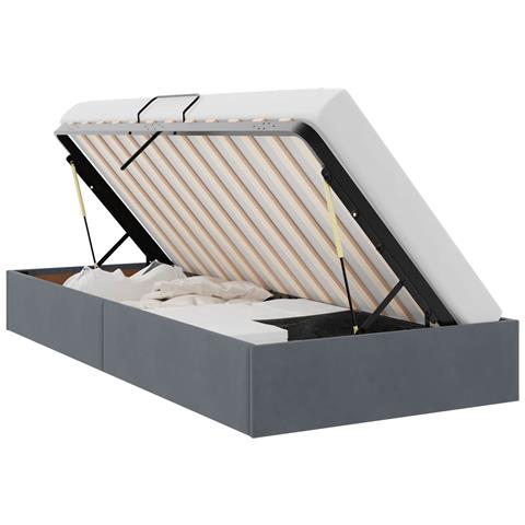 Letto con Contenitore Grigio scuro 100 x 200 cm Velluto - Foto 1